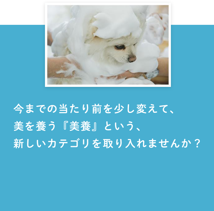 今までの当たり前を少し変えて、美を養う『美養』という、新しいカテゴリを取り入れませんか？